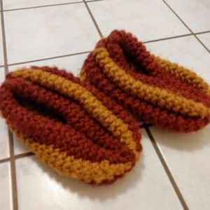 Hand knitted slippers